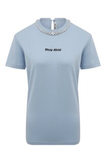 Хлопковая футболка Miu Miu