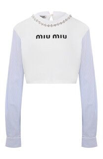 Хлопковый пуловер Miu Miu
