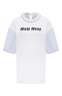 Хлопковая футболка Miu Miu