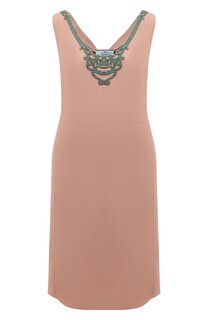 Платье с отделкой стразами Prada