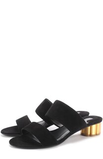 Замшевые мюли Belluno на фигурном каблуке Salvatore Ferragamo