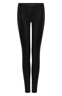 Кожаные легинсы с завышенной талией Saint Laurent