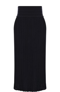Шерстяная юбка-миди фактурной вязки с широким поясом Molli