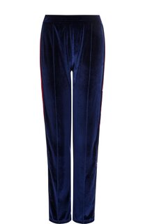 Бархатные брюки прямого кроя с контрастными лампасами Forte Dei Marmi Couture