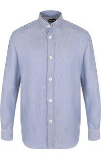 Хлопковая рубашка с воротником стойкой Giorgio Armani