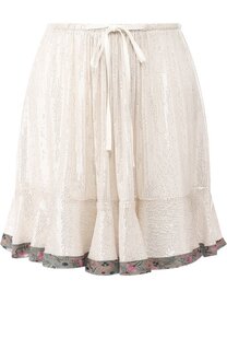 Шелковая мини-юбка с контрастной отделкой и пайетками Chloé Chloe