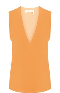 Однотонный шелковый топ с V-образным вырезом Chloé Chloe