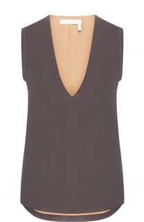 Однотонный шелковый топ с V-образным вырезом Chloé Chloe