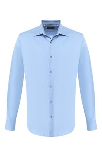 Хлопковая рубашка с воротником кент Prada