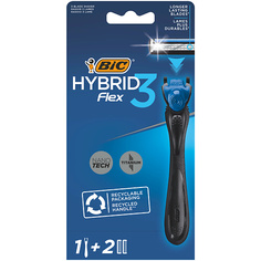 Станок для бритья BIC Мужская бритва 3 лезвия Hybrid 3 Flex + 2 сменные кассеты 52