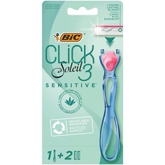 Станок для бритья BIC Женская бритва 3 лезвия Click 3 Soleil Sensitive + 2 сменные кассеты 62