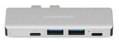 Разветвитель SUNWIND SW-DS040 1735713 Type-C to 5 портов (HDMI, USB-C PD 87W, 1xUSB-C 2.0, 1xUSB 3.0, 1xUSB 2.0)