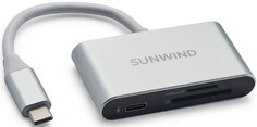 Карт-ридер SUNWIND SW-CR051-S 1400389 USB Type-C to SD/TF/microSD/USB 3.0 Type-C серебристый