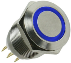 Переключатель Lamptron LAMP-SW1611L-S анти-вандальный Vandal Switch,16mm;Ring;Blue;Silverhousing; Latching;