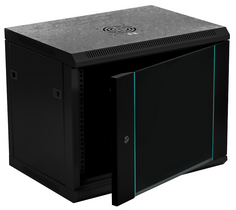 Шкаф настенный 19", 6U W&T C066045BWTWOF 600x450 мм, дверь стекло, цвет чёрный, без вент.