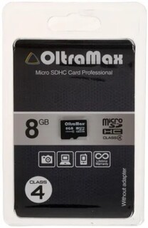 Карта памяти MicroSDHC 8GB OltraMax OM008GCSDHC4-W/A-AD Class 4 без адаптера