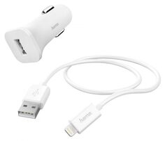 Зарядное устройство автомобильное HAMA H-183291 00183291 1A для Apple кабель Apple Lightning белое