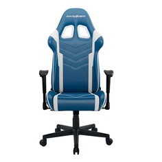 Кресло игровое DxRacer OH/P132/BW эко-кожа, синее с белыми вставками, наклон спинки до 135 градусов, регулировка подлокотников 2 положения, механизм к