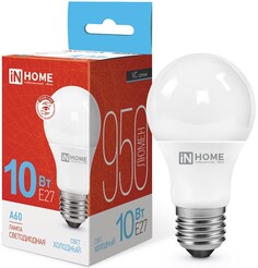 Лампа светодиодная IN HOME 4690612020228 LED-A60-VC 10Вт грушевидная 6500К холодный, белый E27 950лм 230В