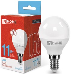 Лампа светодиодная IN HOME 4690612024929 LED-ШАР-VC 11Вт шар 6500К холодный, белый E14 1050лм