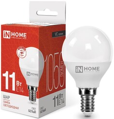 Лампа светодиодная IN HOME 4690612020594 LED-ШАР-VC 11Вт шар 4000К нейтральный, белый E14 1050лм
