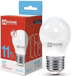 Лампа светодиодная IN HOME 4690612024943 LED-ШАР-VC 11Вт шар 6500К холодный, белый E27 1050лм