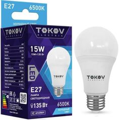 Лампа светодиодная TOKOV ELECTRIC TKE-A60-E27-15-6.5K 15Вт А60 6500К Е27 176-264В
