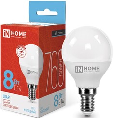 Лампа светодиодная IN HOME 4690612024882 LED-ШАР-VC 8Вт шар 6500К холодный, белый E14 760лм