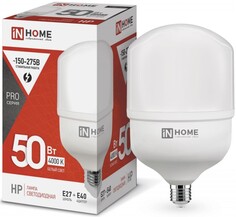 Лампа светодиодная IN HOME 4690612031118 высокомощная LED-HP-PRO 50Вт цилиндр 4000К нейтральный, белый E27 4750лм 230В с адаптером