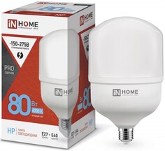 Лампа светодиодная IN HOME 4690612031149 высокомощная LED-HP-PRO 80Вт цилиндр 6500К холодный, белый E27 7600лм 230В с адаптером