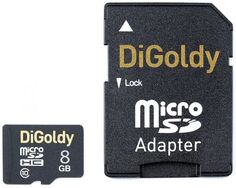 Карта памяти MicroSDHC 8GB DiGoldy DG008GCSDHC10-AD Class 10 + SD адаптер