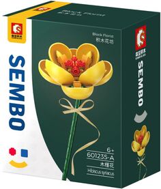 Конструктор Sembo Block 601235A цветок - гибискус желтый, 81 деталь