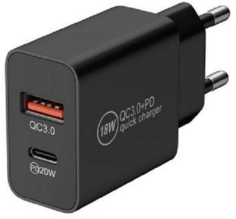 Зарядное устройство сетевое Wiiix UNN-4-2-02-QCPD 20W 3A (PD+QC) черный