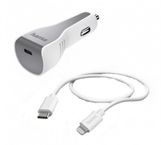 Зарядное устройство автомобильное HAMA H-183317 00183317 3A (PD) USB Type-C для Apple белый