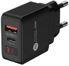 Зарядное устройство сетевое Wiiix UNNK-4-2-02-QCPD 20W 3A (PD+QC) черный