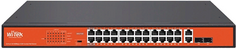 Коммутатор неуправляемый Wi-Tek WI-PS526G v4 PoE 250Вт, порты 24 PoE FE, 2 Combo, режим 250м, VLAN, Watchdog