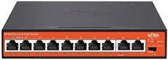 Коммутатор неуправляемый Wi-Tek WI-PS210 v4 PoE 120Вт, порты 8 PoE FE, 2FE, режим 250м и VLAN, Watchdog, v4