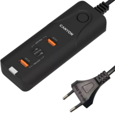 Зарядное устройство сетевое Canyon H-10 CNE-CHA10B 2xUSB-A + 2xUSB-C, 2xQC3.0 18W + 2xPD 20W, black