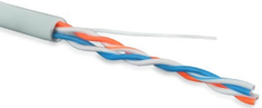 Кабель витая пара U/UTP 5e кат. 2 пары Hyperline UUTP2-C5-P24-IN-LSZH-GY-500 24AWG(7х0.20 мм), медь, многожильный (stranded), внутренний, LSZH, нг(C)-