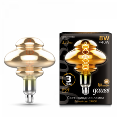 Лампа светодиодная Gauss 162802008 Led Vintage Filament Flexible BD160 8W 330lm E27 160*210mm Gray 2400K