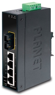Коммутатор Planet ISW-511TS15 IP30 Slim Type 4-Port Industrial Ethernet Switch + 1-Port 100Base-FX(15KM)