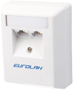 Коробка Eurolan 12D-U6-02WT настенная 2-портовая UTP категории 6 угловая, белый