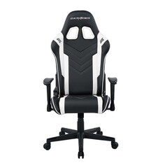 Кресло игровое DxRacer OH/P132/NW эко-кожа, черное с белыми вставками, наклон спинки до 135 градусов, регулировка подлокотников 2 положения, механизм