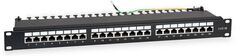 Патч-панель WRLine WR-PL-24-C5E-SH-D 19"(1U), 24 порта RJ-45 полностью экранированная, категория 5e, Dual IDC, цвет черный