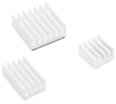 Радиатор Qumo Heat Sink Set Aluminum for Raspberry Pi 4B комплект из 3шт (15x10x5мм RAM, 14x14x6мм CPU и 8.8x8.8x5мм USB and Ethernet Chip)