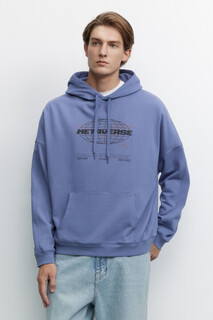Худи oversize хлопковая с капюшоном и принтом Befree