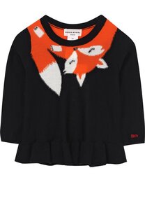 Пуловер с контрастным принтом и оборкой Sonia Rykiel Enfant