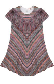 Трикотажное мини-платье с принтом и бахромой Missoni