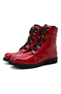 Кожаные ботинки с меховой отделкой Dolce & Gabbana
