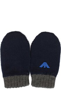 Вязаные варежки с логотипом бренда Armani Junior